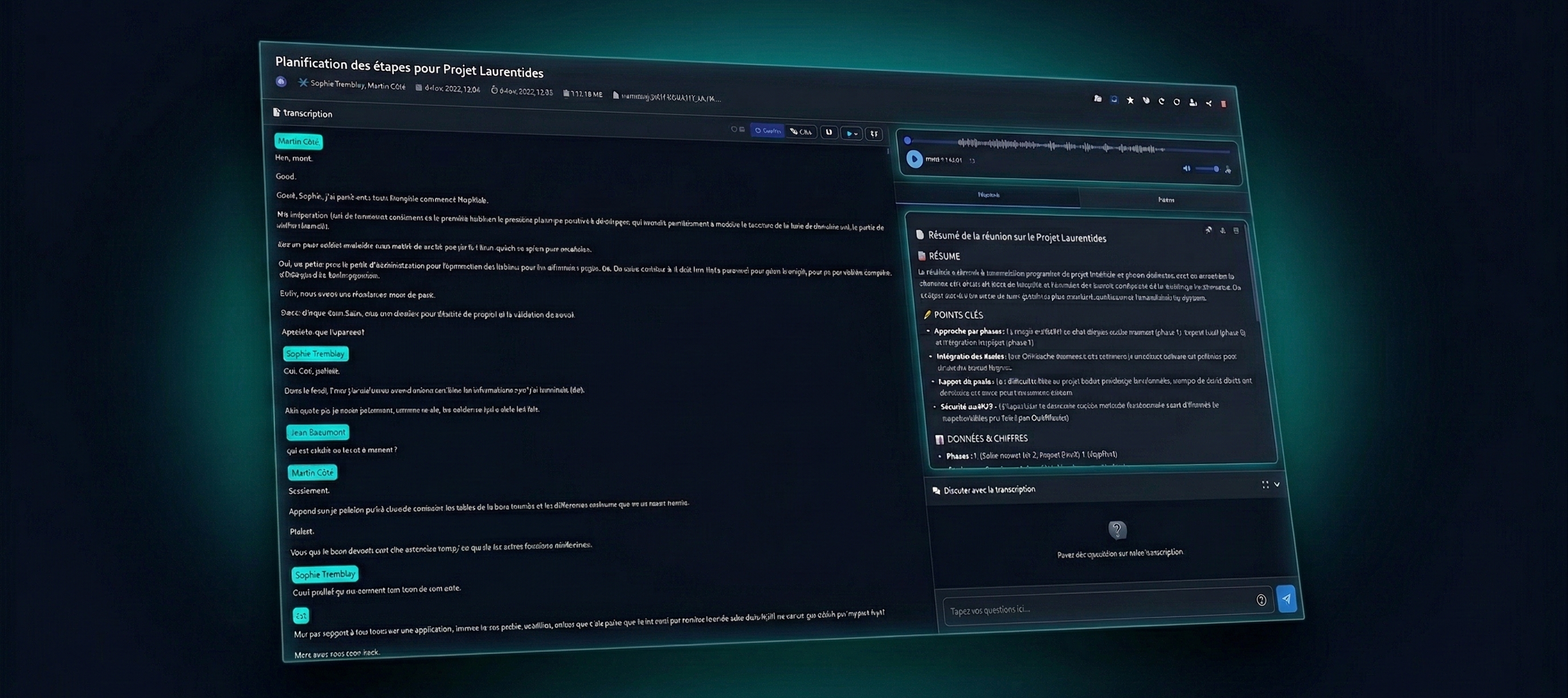 Interface DictIA — transcription IA locale